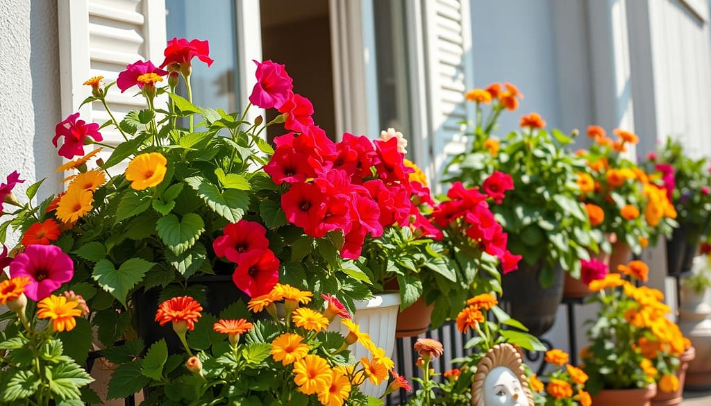 abbellire balcone con fiori colorati