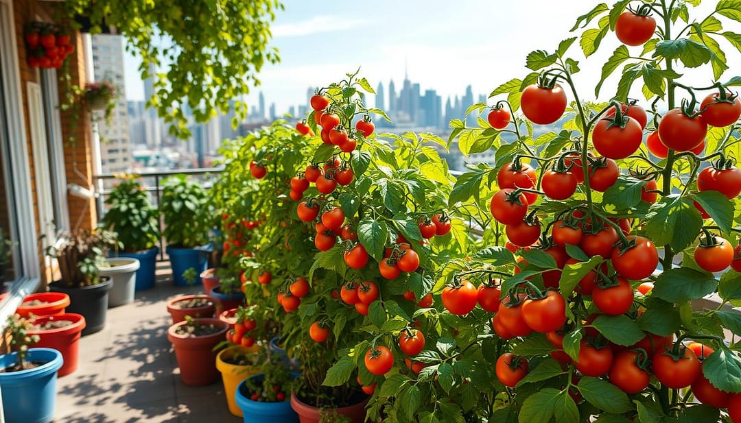 coltivare pomodori balcone, raccolto abbondante