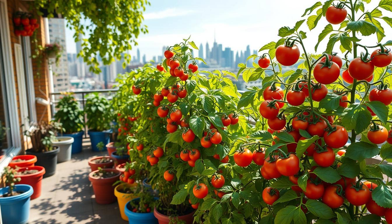 coltivare pomodori balcone, raccolto abbondante