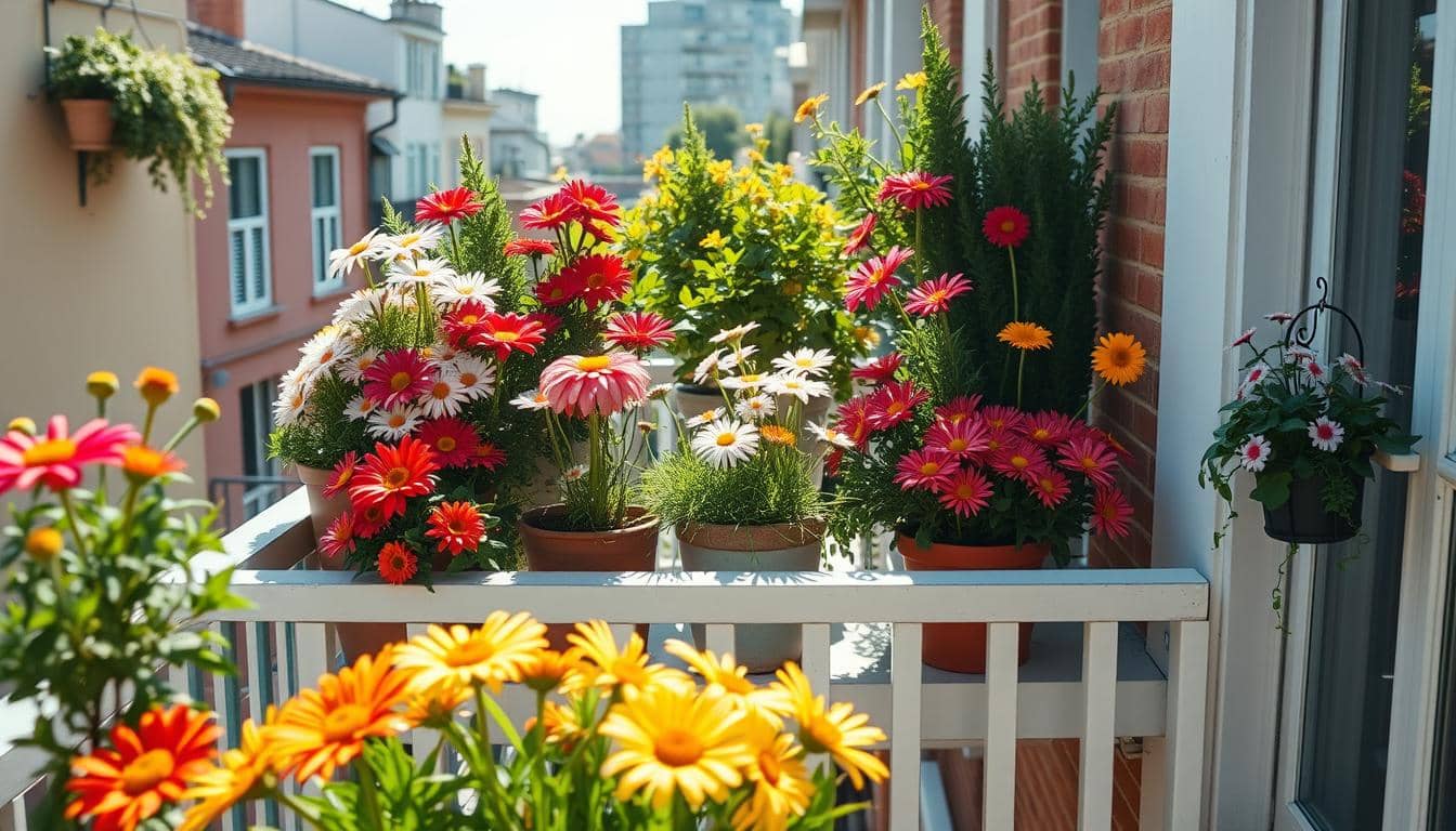 margherite in vaso balcone