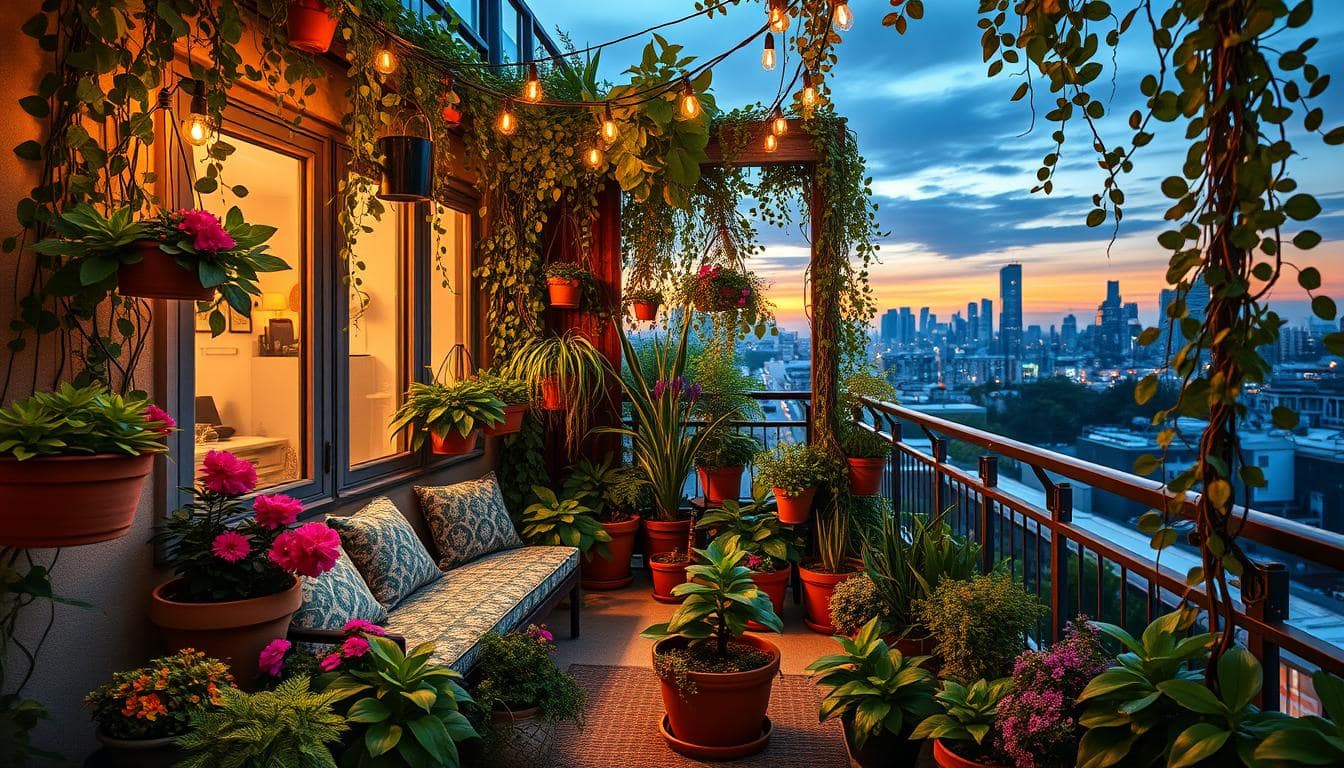 trasformare piccolo balcone, oasi verde