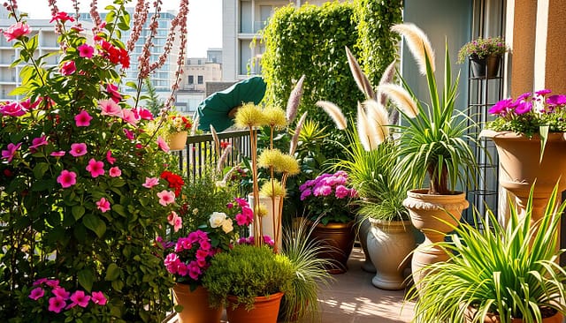 combinazioni piante balcone rigoglioso