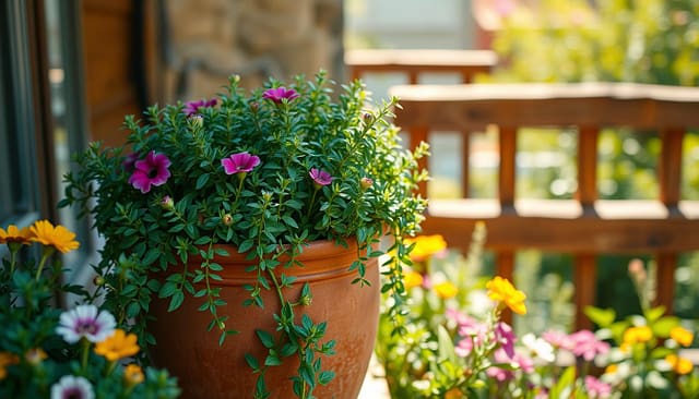 origano in vaso balcone